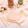 Morejoy 175pcs Pink Gold Plastic Plates-Pink Disposable Plates include: 25