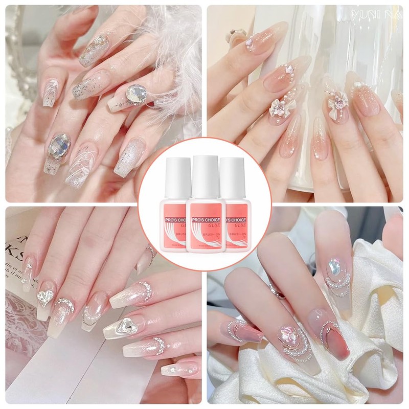 Nail Glue, 3 Bottles Extra Strong (7 g) On Nail