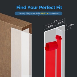 T-Shaped Seal Strip for Door Frame, Clear Silicone Weather Stripping, Strong Adhesive Door Draft Stopper, 1.37" Wide x 20FT