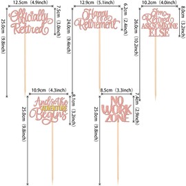 ZHUOWEISM 15 PCS Happy Retirement Centerpiece Sticks Officially Retired Table Flower Centerpieces Sticks No Work Zone Floral Decorations for Retirement Farewell Birthday Party Centerpieces Rose Gold