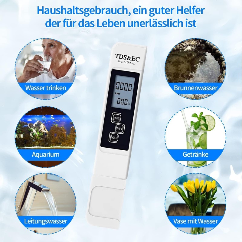 TDS Meter 3 in 1 EC/TEMP/TDS Digital Water Tester TDS