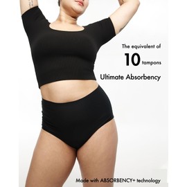 STRAWBERRY WEEKS LEAKPROOF2.0 High Waist Ultimate Absorbency Incontinence Underwear for Women | Holds 10 Tampons | Period Underwear Heavy Flow | Postpartum Leak Proof Panties (4XL/5XL, Black)