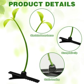 100Pcs Bean Sprout Hair Clip, Plant Hair Clip Funny Sprout Clips Little Sprout Hair Clip Pea Grass Barrette Green Leaves Hairpin Sprout Clips Festival Accessories Mushroom Hair Clip for Kids Girls