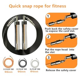 Cuerda de saltar con peso para hombres y mujeres, intercambiable 1/5 libras, 1/4 libras, 1/2 libras, cuerda de saltar pesada - Giro de 360 grados, lon