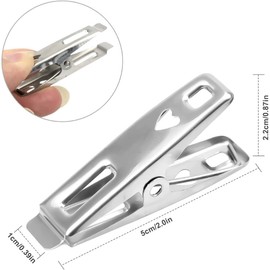Clothes Peg, 20 Stainless Steel Clothes Pegs Metal Laundry Clips Windproof Rust Free Clothespins with Strong Clamp Multifunctional Clothing Clamps for Beach Towel Daily Laundry Towel Clothes Bed Linen
