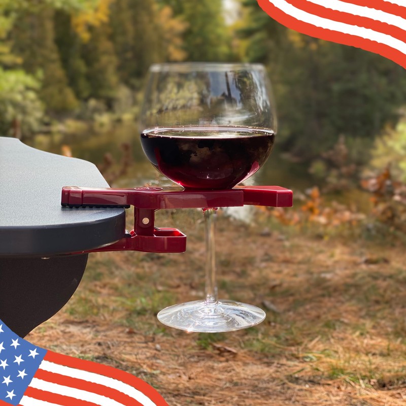 WINEGRASP Cheers! Stemmed Wine Glass Holder for Adirondack & Camping