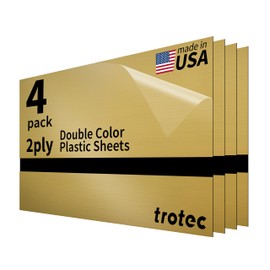 Trotec | Thin Acrylic Sheet | 24”x12”x1/50”, 4 Pcs | 2 Ply | Gold/Black | Matte, Gloss & Brushed Metal Finish | Acrylic Panels for Laser Engraving, Trophy Plates, Interior Signs & Badges