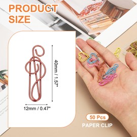 PATIKIL 50pcs Paper Clip, Musical Style Paper Clip Small Cute Rust-Proof Metal Strong Durable Bulk for Office Home, 40mm, Rose Gold