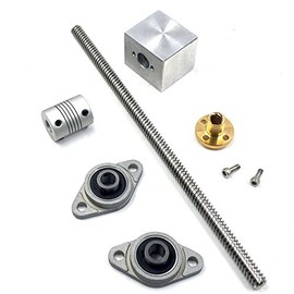 Ewead,200mm Length 8mm Dia Silver Vertical 8mm Lead Screw Rod & Pillow Block Mounted Bearing T8 Lead Screw Kit for 3D Printer Set of 6