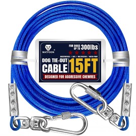 Cable de amarre para perros de hasta 300 libras, 100 pies, extra fuerte de 1000 libras, resistencia a la rotura, correa de entrenamiento, cable de entrenamiento para perros, para patio, jardín, parque, camping exterior (azul reflectante, 300 libras, 15 pies)