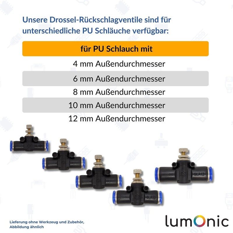 Lumonic I PU Hose Throttle Check Valve with Connector I
