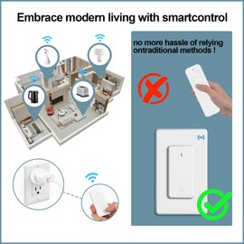 Remote Switch Outlet(1remote 3plug),USUPERINK Remote Control Light Switch,Wireless On/Off Light Switch Wall Mounted,15A/1500W,TUV List,No Wiring Needed,500ft Range,for Lamp,Fans,Household Appliances