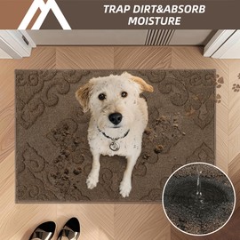 COSY HOMEER-Door-Mat-Non-Slip-Entryway-Rug 24”x36” Absorbent Welcome Mats Washable Dirt Trapper Door Mat Entrance Floor Mats for Front Back Doormats and Wet Shoes,Brown