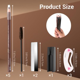 Eyebrow Pencil Set, 5 Pieces Eyebrow Pencils Eyebrow Pencil Waterproof Eyebrow Pen Tattoo Makeup and Microblading for Marking, Marking, Filling and Contouring (5 Colours)