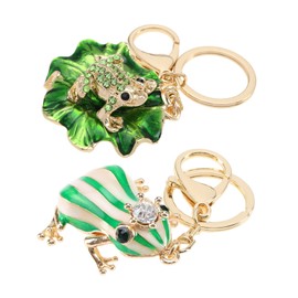 2Pcs Frog Keychain Green Frog Key Ring Creative Keychains Funny Frog Keyrings Cute Animals Key Rings Decorative Accessories for Women Lady Girls, Green, 11cm