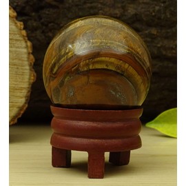 Reikiera Tigers Eye Sphere Stone Ball With Ring Stand Aura Balancing Metaphysical Crystal Reiki Healing- Choose Size