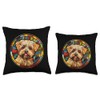 Norfolk Terrier Dog Stained Glass Leadlight Artistic Design Throw Pillow
