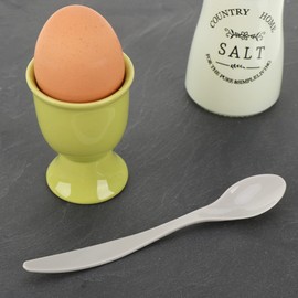 com-four® 24 x Plastic Egg Spoons - Reusable Dessert Spoons - BPA-Free Plastic Spoons for Baby Food, Jam, Dips - Dishwasher Safe Reusable Cutlery (24 Pieces - Grey)