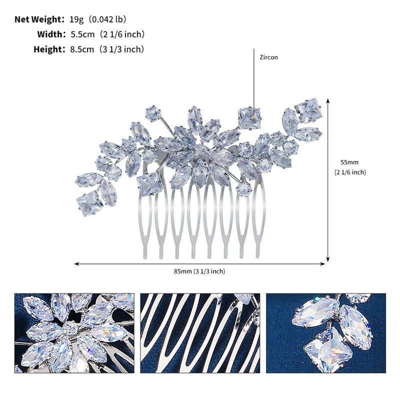 Crystal Bridal Wedding Hair Comb Zircon Floral Design Bridal Hair