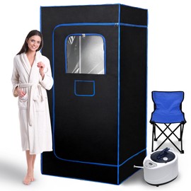 Greatrue Sauna Box,Portable Sauna for Home,Thickened Sauna Canopy Kit with 3L 1000W Steam Generator,9 Temperature Settings,Full Body Dry Sauna SPA, Black