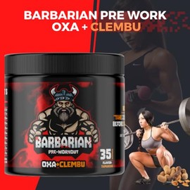 Pre entreno barbarian de 350 gr rinde 35 servicios (TAMARINDO OXA + CLEMB)