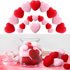 20 Pieces Valentine Felt Hearts 30 mm 50 mm Hearts for Crafts Felt Heart Garland Felted Vase Filler Beads Pom Pom Heart Shape Wool Balls Ornaments for Home Decor Garland Handcraft DIY(Pink, Red)