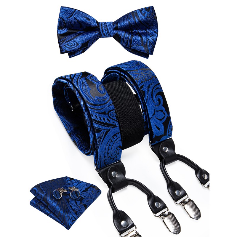Men's Paisley Suspenders and Bow Tie Set for Formal Wear
