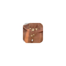 Layered Gold Necklaces for Women Chunky Charm Necklace Stacked Paperclip Chain Coin Pendant Necklace Boho Jewelry Gifts Summer Outfits