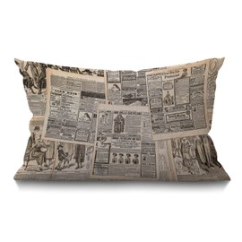 BGBDEIA French Newspaper Cushion Cover 30 x 50 cm Vintage Woman Fashion Magazine Paris Rectangle Pillow Cases Home Decorative Cotton Linen Throw Pillow Cover for Bed Sofa 12x20 Inch