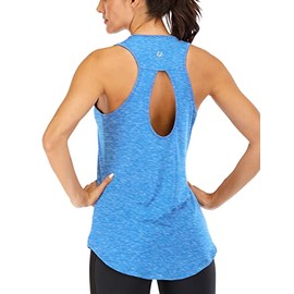 ICTIVE Yoga Tops for Women Loose fit Workout Tank Tops for Women Backless Sleeveless Keyhole Open Back Muscle Tank Running Tank Tops Workout Tops Racerback Gym Summer Tank Tops Light Blue M
