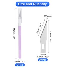 uxcell 2pcs Exacto Art Craft Hobby Knives Precision Utility Knife Set with 20pcs Extra #11 Blades, for Carving Crafting Scrapbooking Stencil Paper Wood Plastic Model, Light Purple
