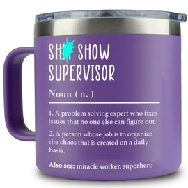 WECACYD Boss Lady Gifts for Women - Unique Thank You Gifts for Women, Coworker, Team Manger, Director, Teacher - Purple Gifts for Birthday, Boss Day Gifts - 14 oz Supervisor Mug