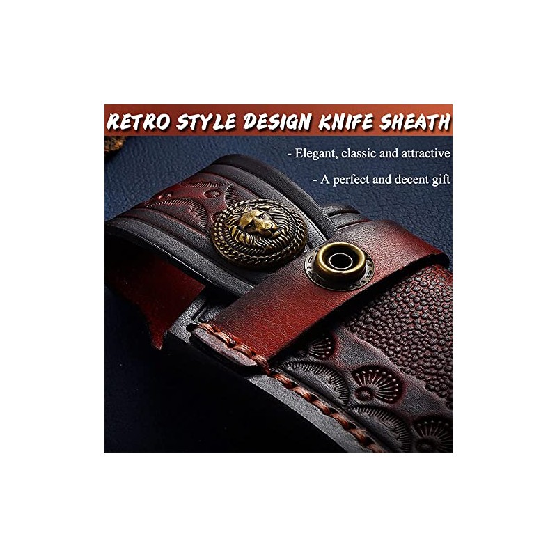 Omesio Pocket Knife Sheath, 4.53" Folding Leather Case, Horizontal Belt