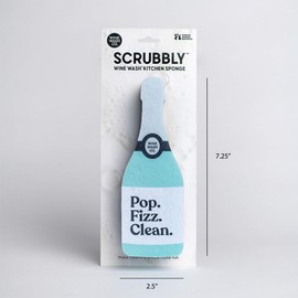 Scrubbly Champagne Kitchen & Household Cleaning Sponge in Green Pop Fizz Clean | Fun Wine Gift for Bubbly Lovers