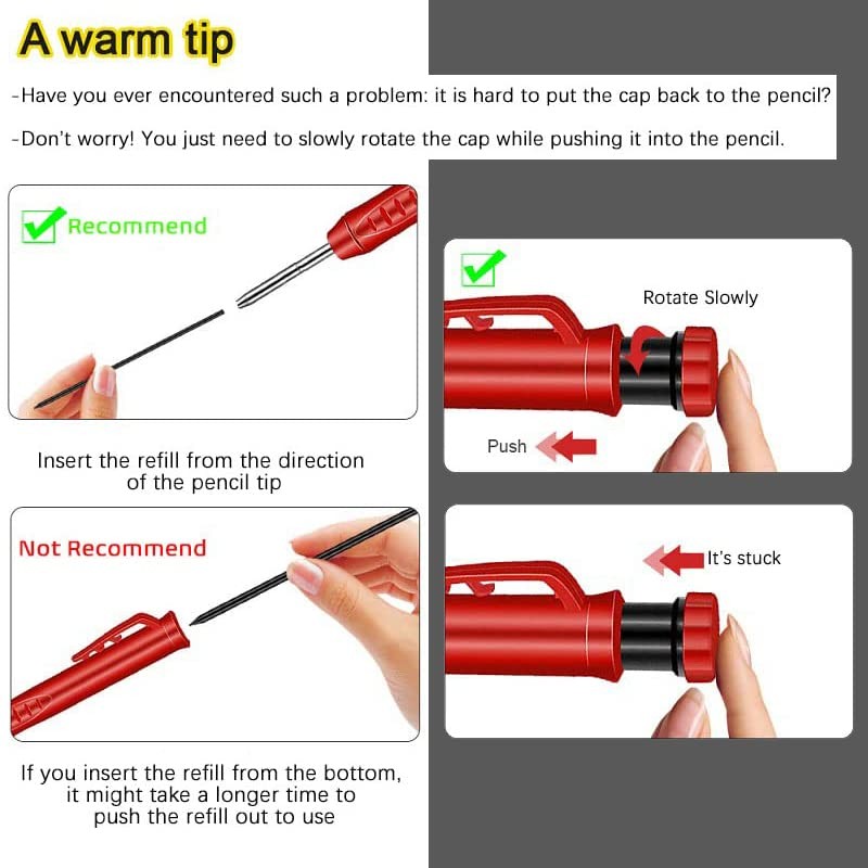 WANGCL Carpenter Pencil Set Mechanical Pencil Construction Pencils Marker Marking