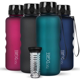 720°DGREE 'uberBottle' softTouch Water Bottle 1.5 L + Fruit Container, BPA-Free, Water Bottle for Gym, Fitness, Outdoor, Hiking, XL Tritan Sports Bottle: Large, Lightweight, Shockproof, Reusable