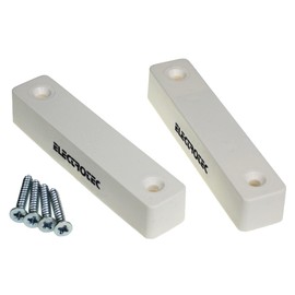 2 x Electrotec CO03 burglar alarm door contact sensors, professional quality, white 5 terminal reed switch type.