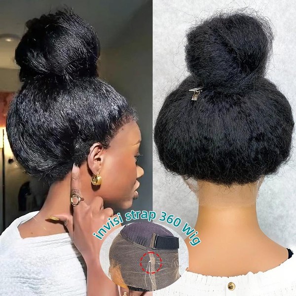Invisible Strap 360 Full Hd Lace Glueless Wig Kinky Straight