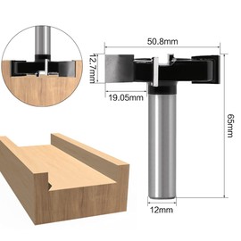 4 Flutes T Groove Face Cutter, 2 Inch Cutting Diameter, 12 mm Shank Planer Cutter Spoilboard Milling Cutter Flattening Cutter Surface Bit Plate Cutter Wood Cutter for Router