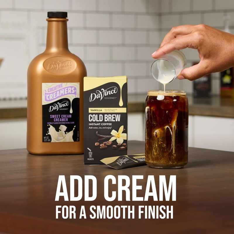 DaVinci Gourmet Vanilla Cold Brew Stick Pack, Instant Coffee Powder,