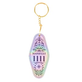 ASVP Shop Angel Number Vintage Motel Key Tag Keychain Manifestation Iridescent, Iridescent, One size