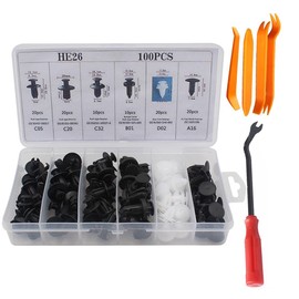 100 PCS Bumper Clips, 6 Popular Sizes Auto Tools Accessories for Cars Body Fixed Clip Bumpers and Replacement Parts with Storage Box (100 PCS Bumper Clips)