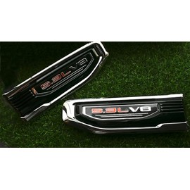 Pair New 5.3L V8 Driver Side Vent Right Left 3D Badge Emblems Replacement for 19-25 GMC Sierra 1500 GM 84431310 (Chrome Red)