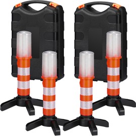 Leumoi 8 Pack Road Flares Emergency Kit LED Roadside Warning Lights Bright Red Highway Flares Lights for Vehicles Road Safety Strobe with Magnetic Bases Detachable Stands Storage for Car Truck