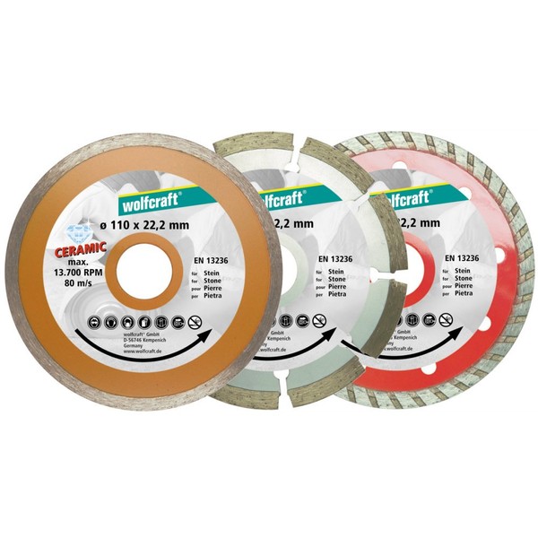 wolfcraft Diamond Cutting Disc Set 3 Pcs. I 8392000 I The inexpensive alternative - ideal for all beginners and occasional DIYers.