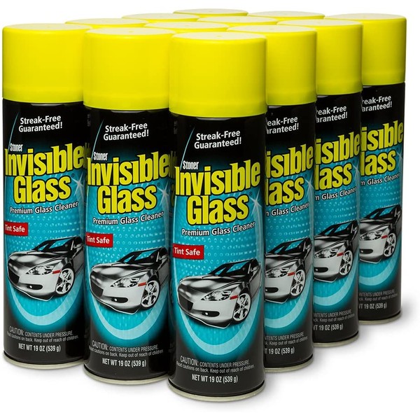 Invisible Glass 91164-12PK 19-Ounce Premium Glass Cleaner for Auto and Home is Ammonia Free and Leaves a Streak-Free Shine with Deep Cleaning Foaming Action Safe for Tinted Windows, 12 Pack