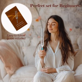 Tuning Forks for Healing Set (128Hz, 136.1Hz, 256Hz, 384Hz) with Activator & Reflex Hammer, Sound Therapy Instruments for Chakra/Yoga/Meditation, Frequency Healing Devices in Vegan Leather Pouch