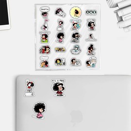 20 Pcs Stickers Packs Mafaldas Colorful Characters Aesthetic Collage Vinyl Vintage Decal Sticker Waterproof for Water Bottle Laptop Computer Luggage Phone Car Skateboard Bumper colorful 8.5'' x 11''