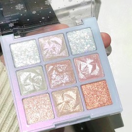 Glitter Eyeshadow Palette Eye Shadow Pallets for Women, Pink Silver Shimmer Eye Glitter Makeup Palette Eye Make-Up, Sparky Metallic Rainbow Gold White Pink Highly Pigmented Eye Make-Up Palettes