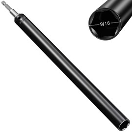 Blulu 9/16"(14mm) Power Nut Driver, Nut Runner Hollow Socket with 1/4" Hex Shank, Fit Long Bolts and Ductwork for Overhead Fastening Applications Operations(1 Pack, 10 Inch)